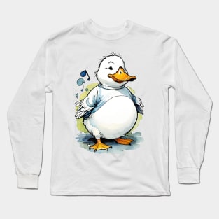 Cute fat duck singing Long Sleeve T-Shirt